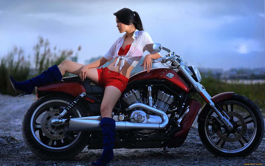 Beautiful girls and motorcycles in Chandigarh